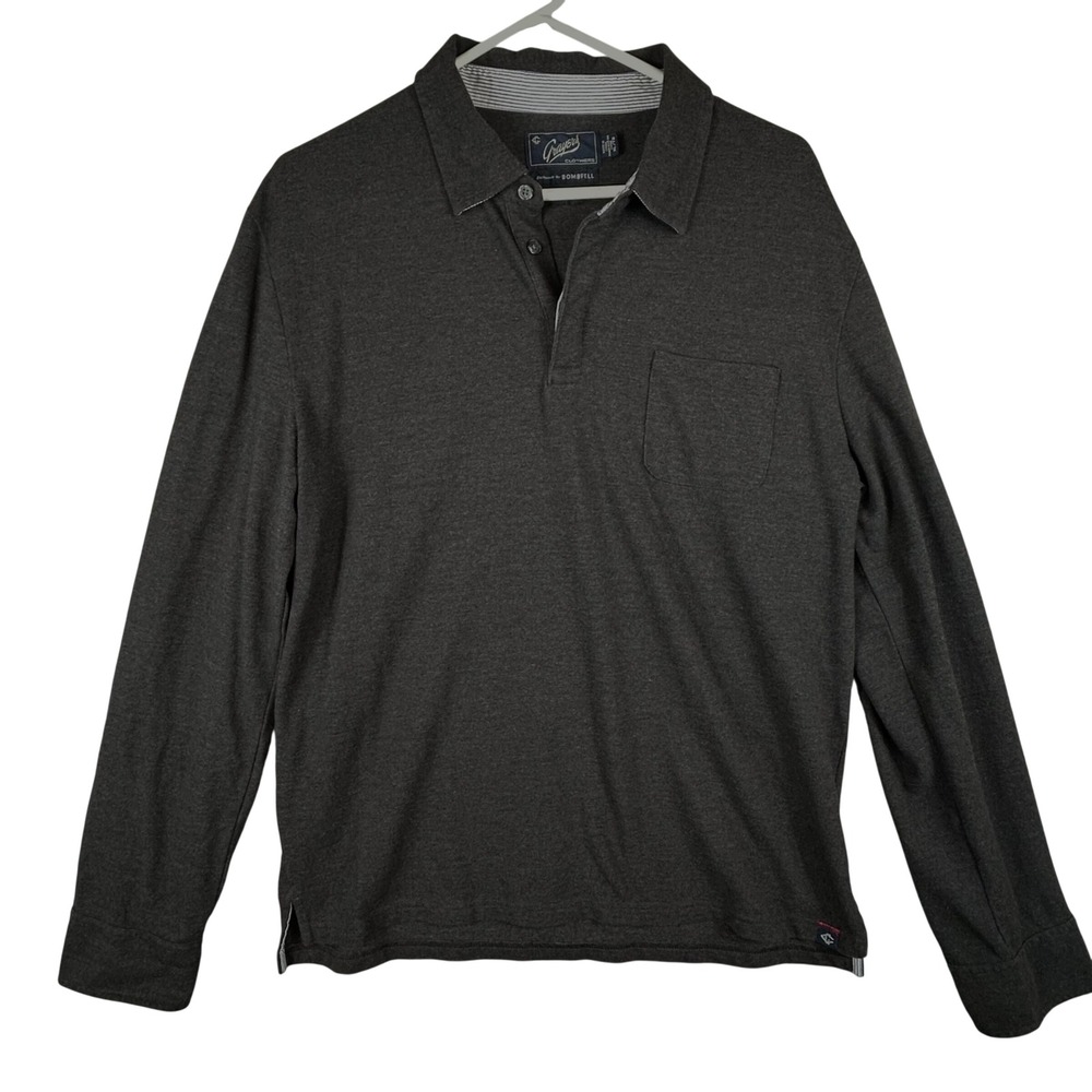 Grayers Clothiers Mens Charcoal Gray Long Sleeve Polo Shirt XL Bombfell‎ Excl.